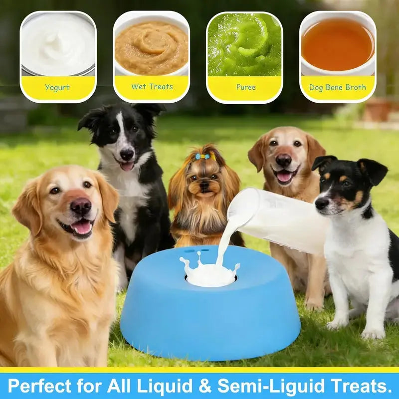 Slow Feeder Dog Bowl, Dog Lick Bowl with Rolling Ball, Anti-Slip Dog Enrichment Toy for Liquid Treats, Puppy Lick Feeder for Bone Broth Yogurt Post-op Nutrition (Blue) The Happy Pet Store