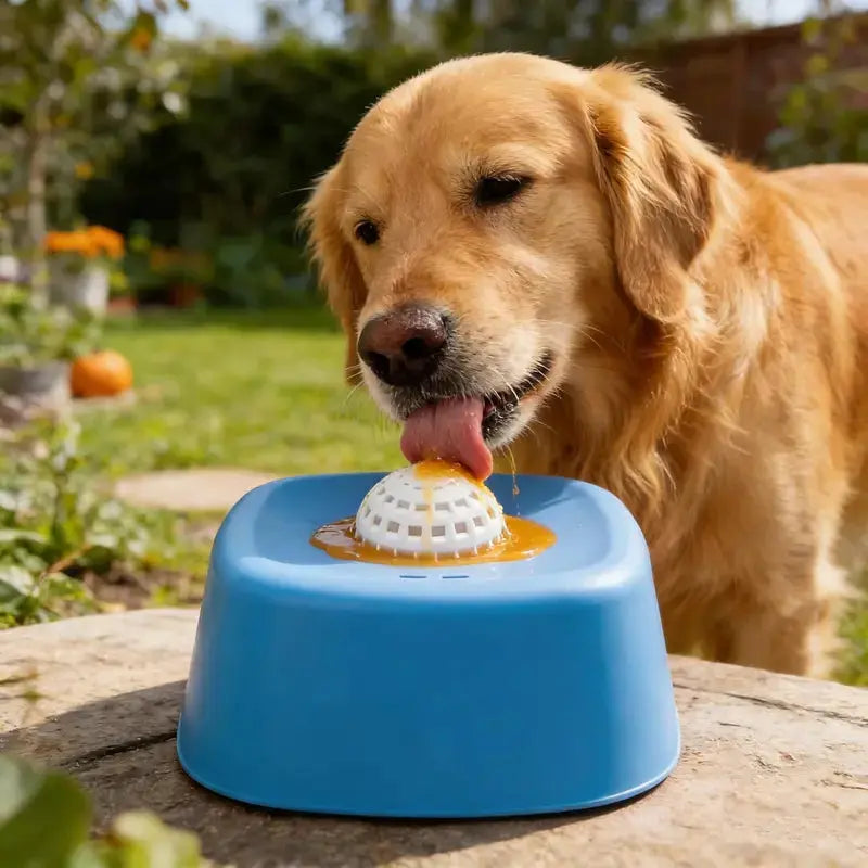 Slow Feeder Dog Bowl, Dog Lick Bowl with Rolling Ball, Anti-Slip Dog Enrichment Toy for Liquid Treats, Puppy Lick Feeder for Bone Broth Yogurt Post-op Nutrition (Blue) The Happy Pet Store