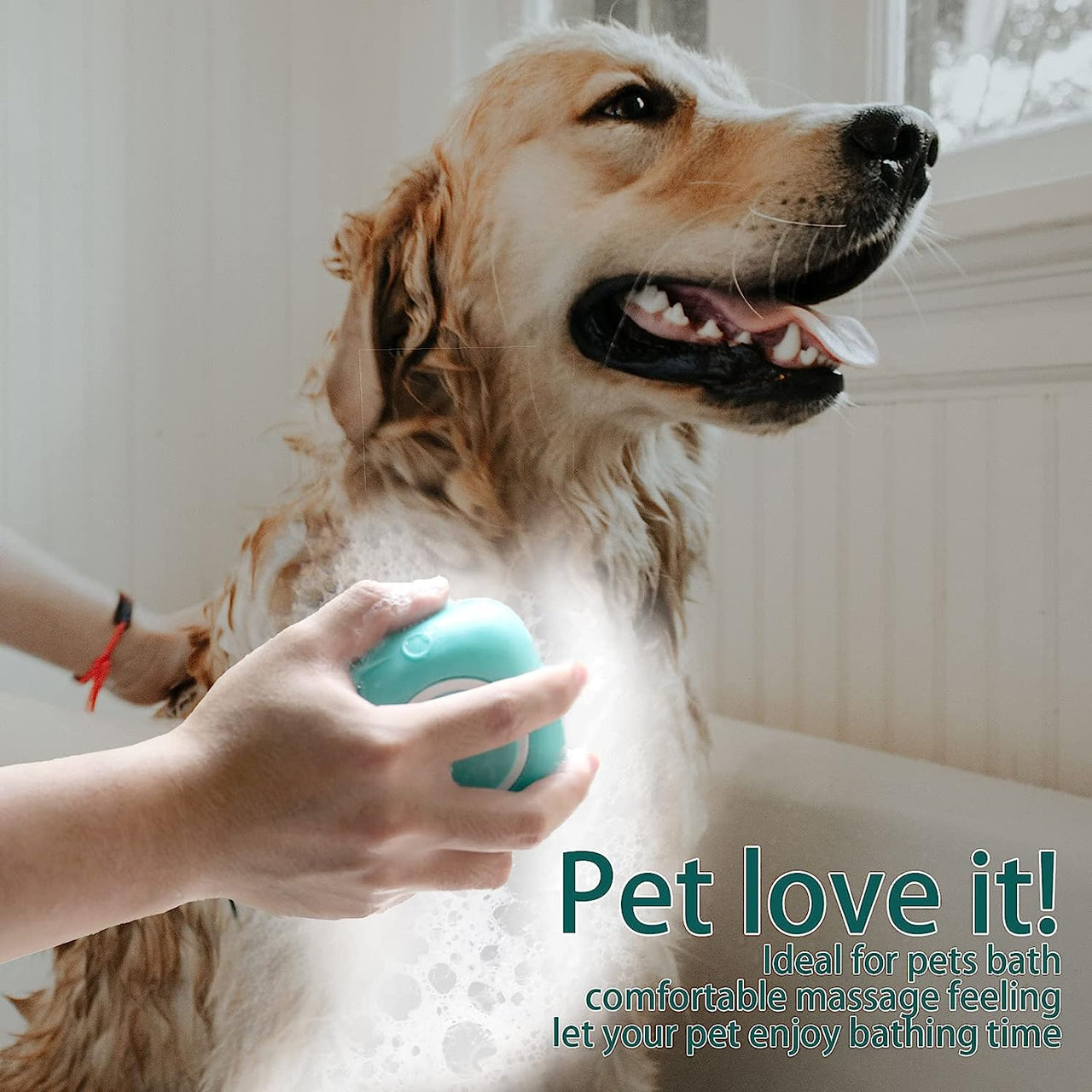 Pet Bath Brush Dog Shampoo Dispenser Dog Bath Brush Scrubber (Blue) | Soft Silicone Dog Cat Grooming Brush with Shampoo Dispenser for Gentle Massage Deep Cleaning and Bathing Cat Dogs and Puppies