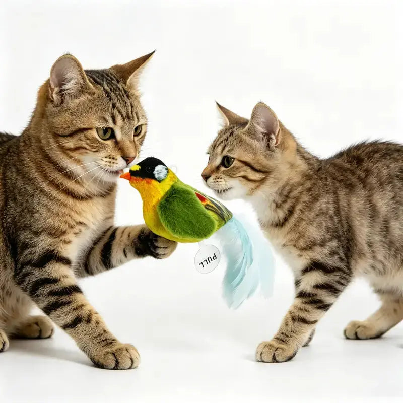 Interactive Singing Bird Cat Toy, Realistic Plush Bird Toy with Vivid Bird Chirp Sound, Soft Plush Indoor Educational Entertainment Toy for Kittens The Happy Pet Store