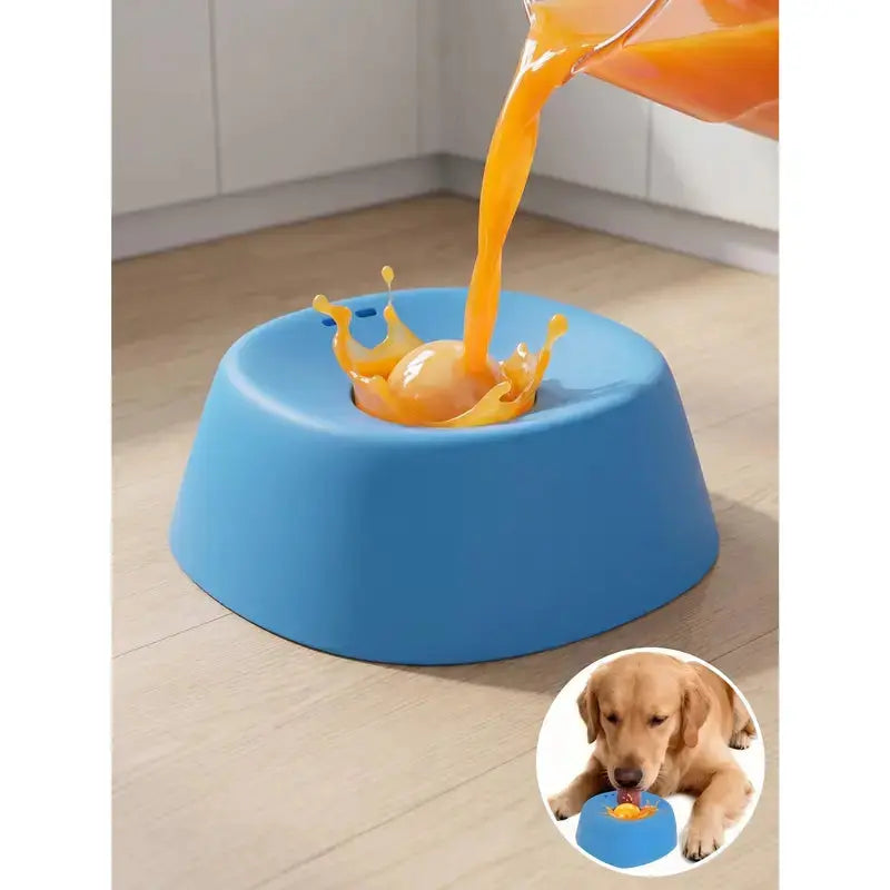 Slow Feeder Dog Bowl, Dog Lick Bowl with Rolling Ball, Anti-Slip Dog Enrichment Toy for Liquid Treats, Puppy Lick Feeder for Bone Broth Yogurt Post-op Nutrition (Blue) The Happy Pet Store