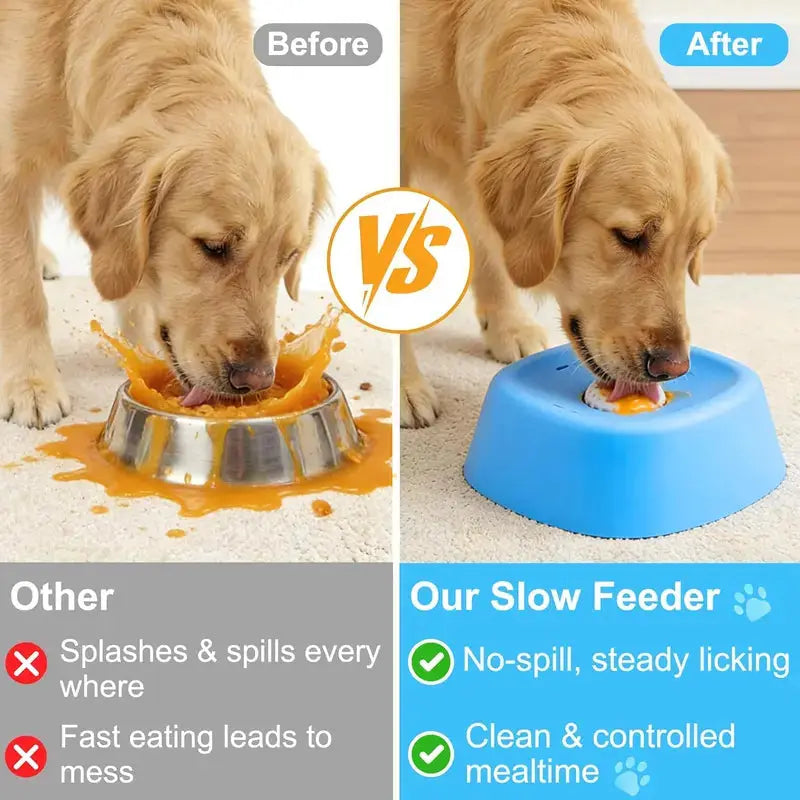 Slow Feeder Dog Bowl, Dog Lick Bowl with Rolling Ball, Anti-Slip Dog Enrichment Toy for Liquid Treats, Puppy Lick Feeder for Bone Broth Yogurt Post-op Nutrition (Blue) The Happy Pet Store