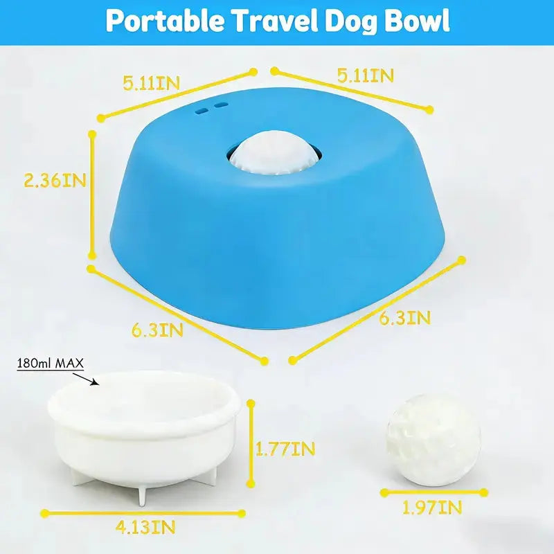 Slow Feeder Dog Bowl, Dog Lick Bowl with Rolling Ball, Anti-Slip Dog Enrichment Toy for Liquid Treats, Puppy Lick Feeder for Bone Broth Yogurt Post-op Nutrition (Blue) The Happy Pet Store