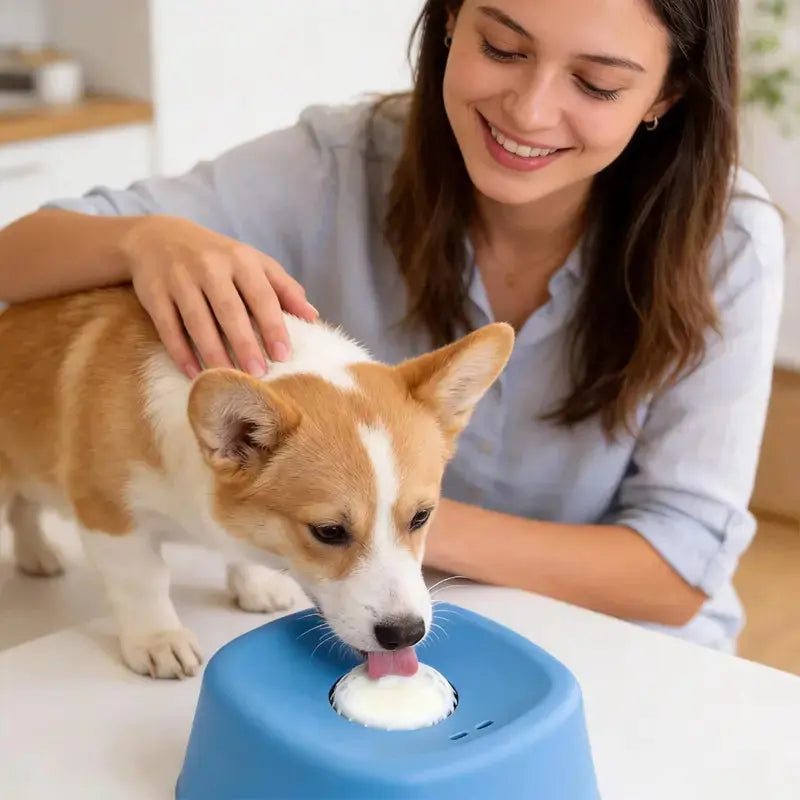 Slow Feeder Dog Bowl, Dog Lick Bowl with Rolling Ball, Anti-Slip Dog Enrichment Toy for Liquid Treats, Puppy Lick Feeder for Bone Broth Yogurt Post-op Nutrition (Blue) The Happy Pet Store