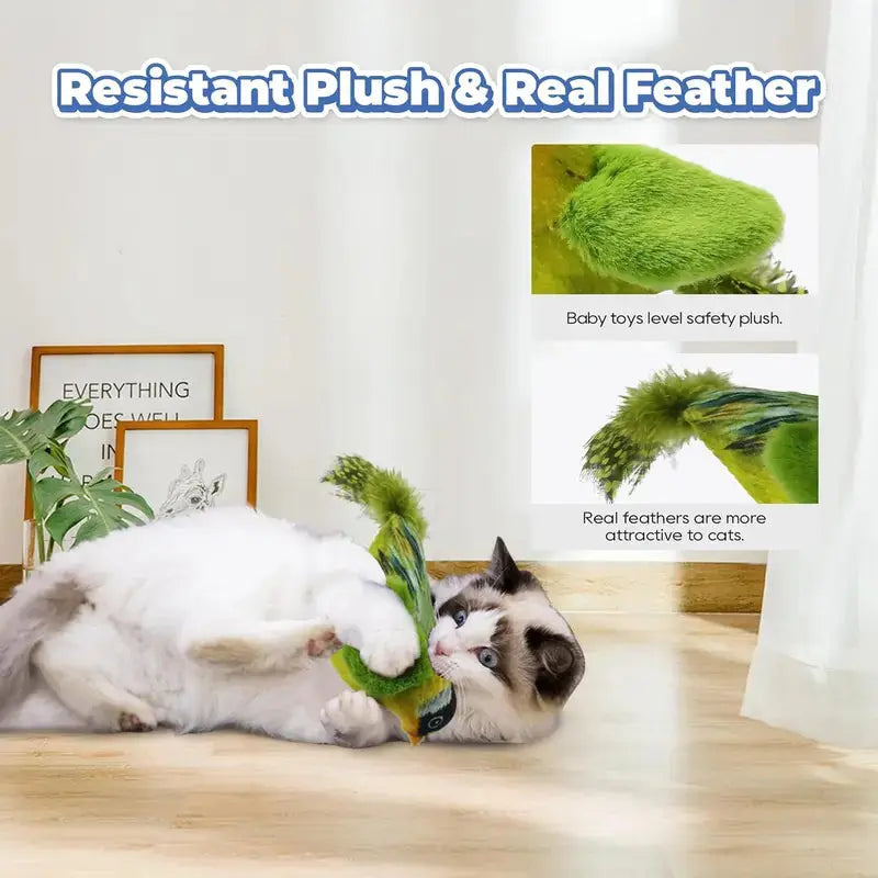 Interactive Singing Bird Cat Toy, Realistic Plush Bird Toy with Vivid Bird Chirp Sound, Soft Plush Indoor Educational Entertainment Toy for Kittens The Happy Pet Store