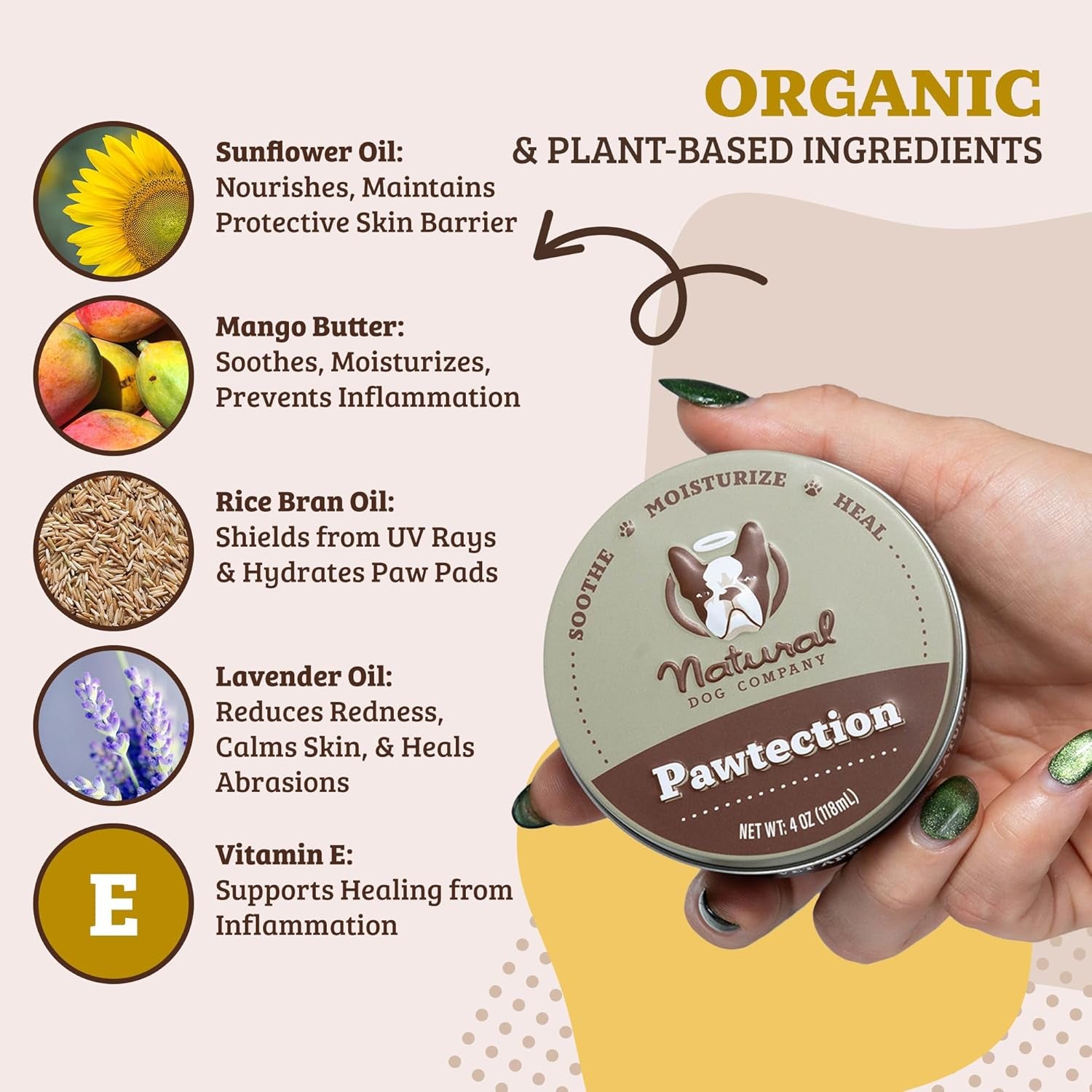Pawtection Dog Paw Wax, 1 Oz Tin | Hot Pavement & Sand Protection, Waxy Barrier Balm, Non-Toxic & Lick Safe, for Summer Walks & Hiking