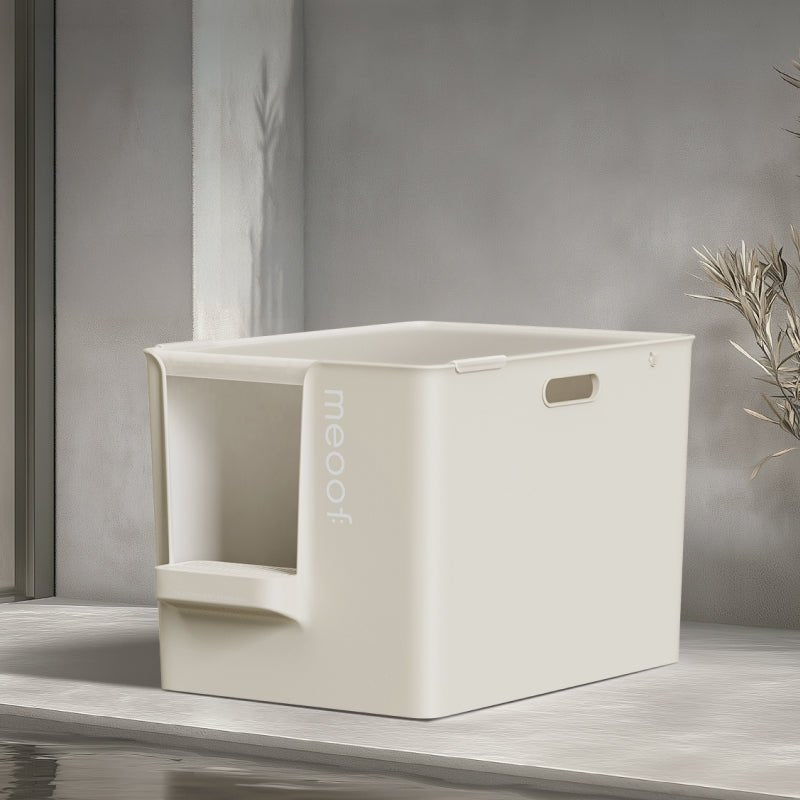 Extra Large Semi-Enclosed Cat Litter Box with Step & Scoop Set