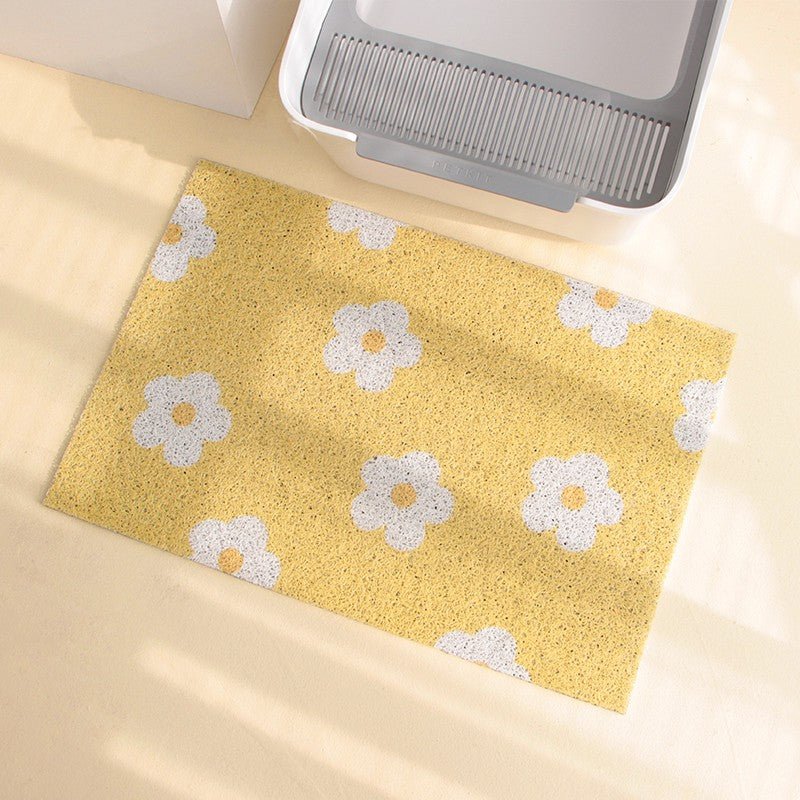 Floral PVC Coil Cat Litter Trapping Mat