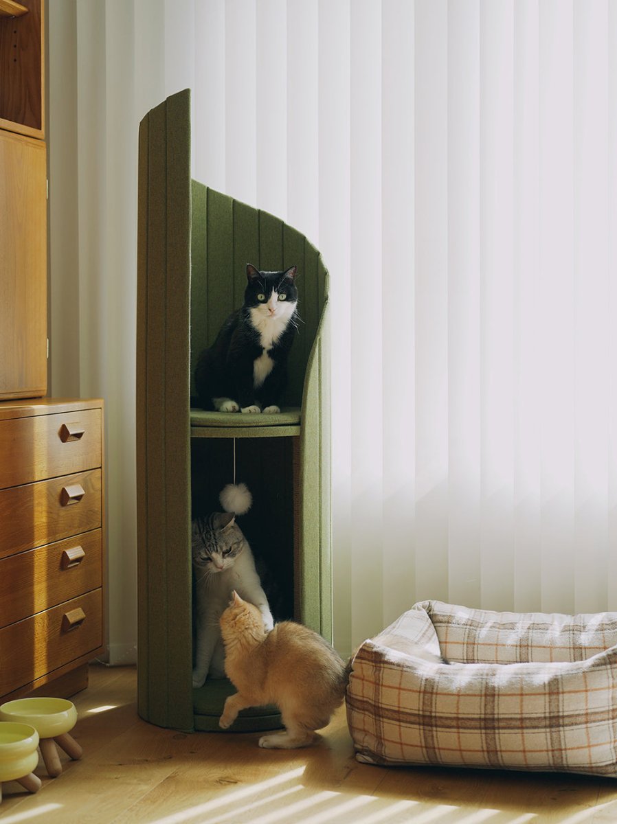 Time Tower Modern Cat Tree Condo – Space Saving Vertical Cat Tower